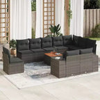 vidaXL Loungesofa-Set mit Kissen Gartenmöbel 11-teilig Polyrattan