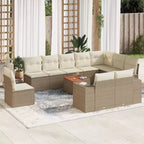 vidaXL Loungesofa-Set mit Kissen Gartenmöbel 11-teilig Polyrattan
