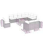 vidaXL Loungesofa-Set mit Kissen Gartenmöbel 11-teilig Polyrattan