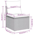 vidaXL Loungesofa-Set mit Kissen Gartenmöbel 11-teilig Polyrattan