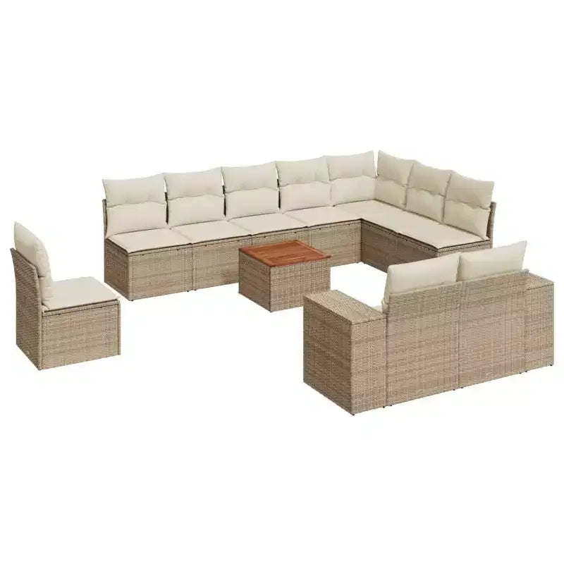 vidaXL Loungesofa-Set mit Kissen Gartenmöbel 11-teilig Polyrattan