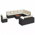 vidaXL Patio Sofa Set with Cushions Outdoor Furniture 11 Piece Poly Rattan