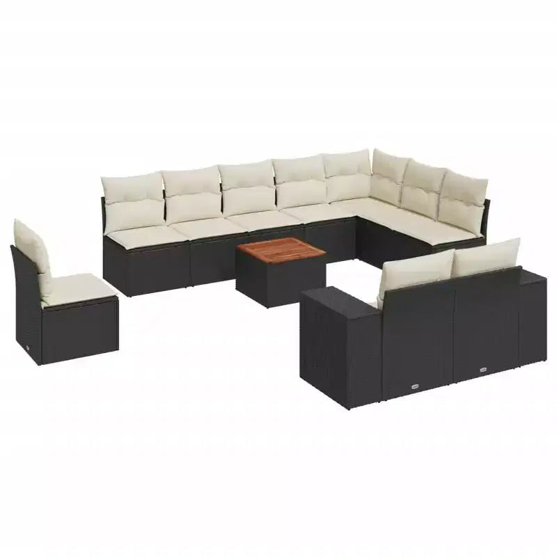 vidaXL Patio Sofa Set with Cushions Outdoor Furniture 11 Piece Poly Rattan