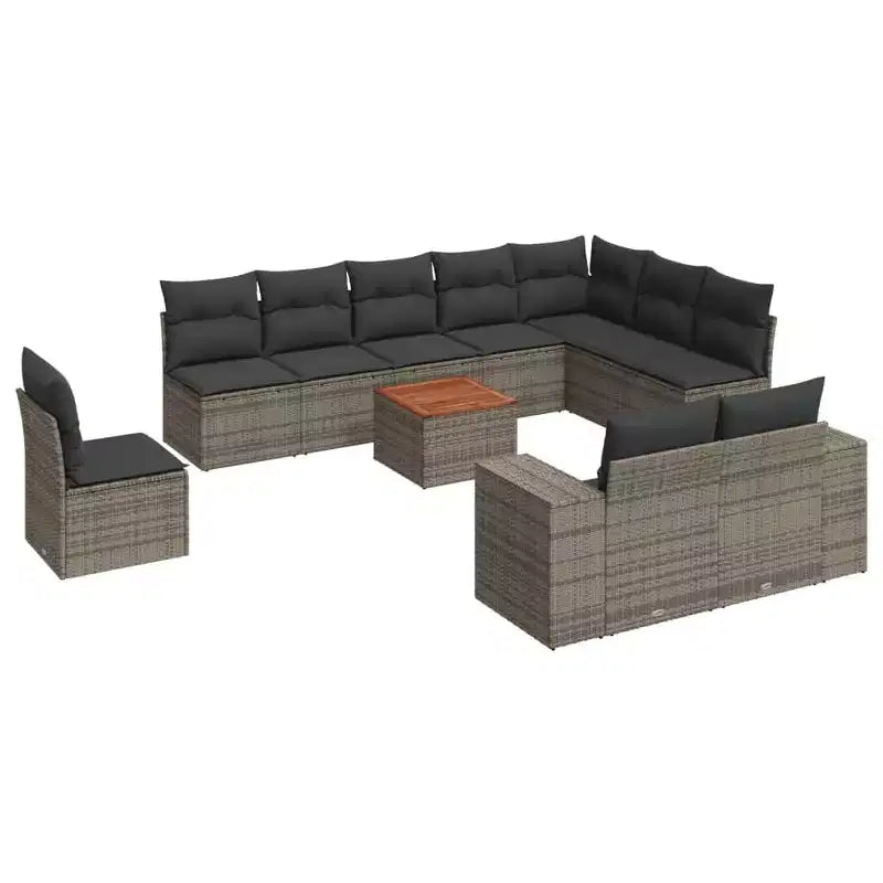 vidaXL Loungesofa-Set mit Kissen Gartenmöbel 11-teilig Polyrattan