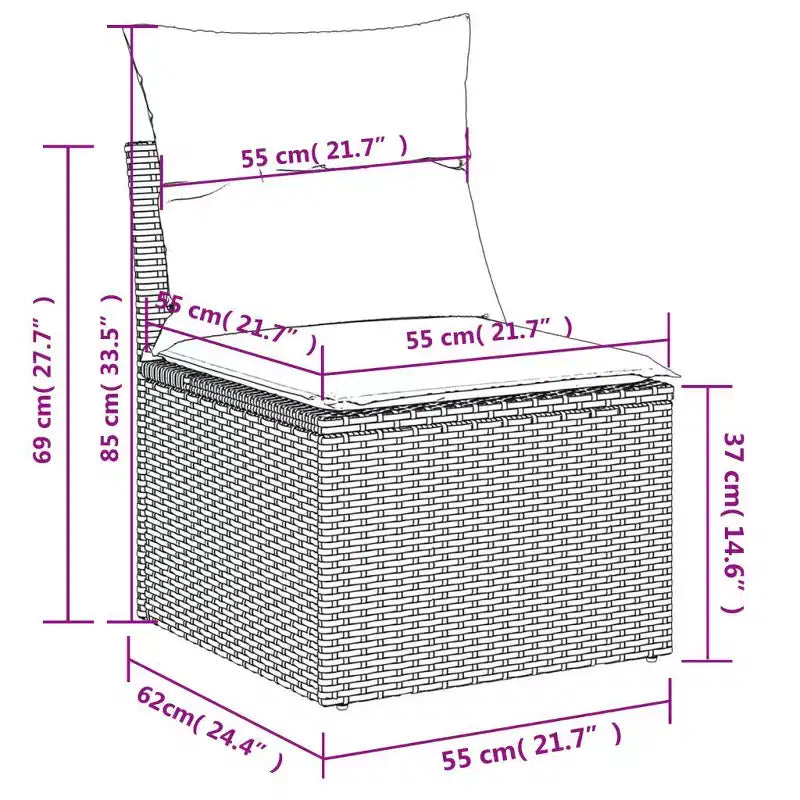 vidaXL Loungesofa-Set mit Kissen Outdoor Möbel 5-teilig Polyrattan