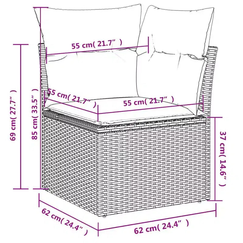 vidaXL Loungesofa-Set mit Kissen Outdoor Möbel 5-teilig Polyrattan