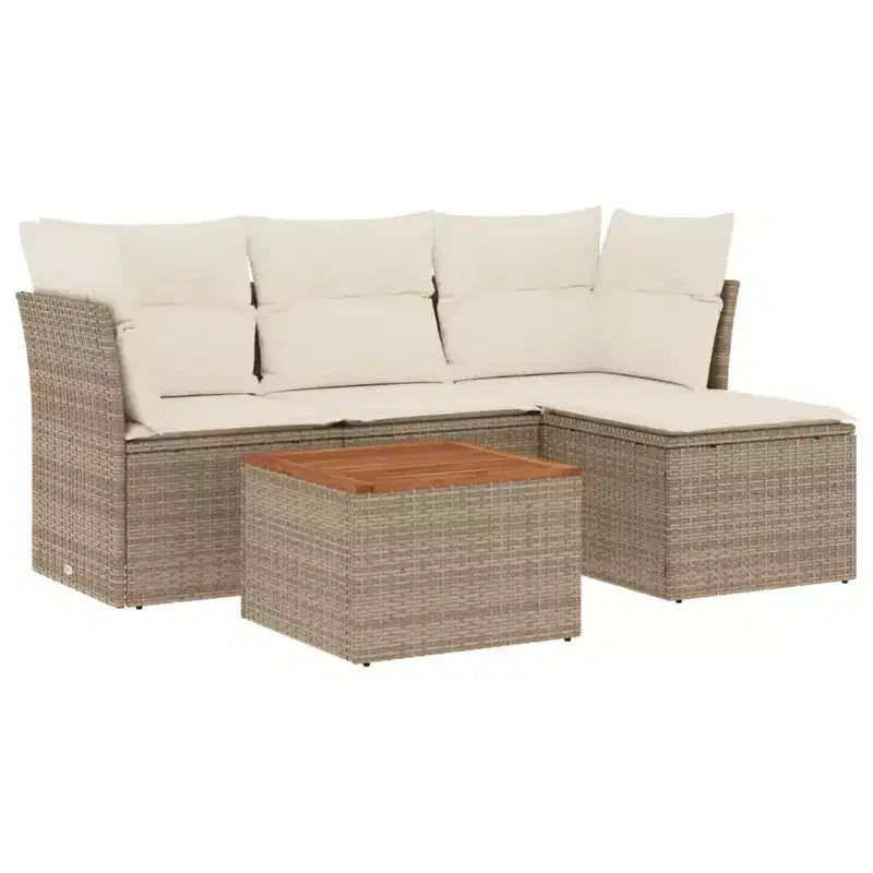 vidaXL Patio Sofa Set with Cushions Outdoor Furniture 5 Piece Poly Rattan