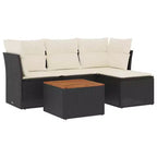vidaXL Loungesofa-Set mit Kissen Outdoor Möbel 5-teilig Polyrattan