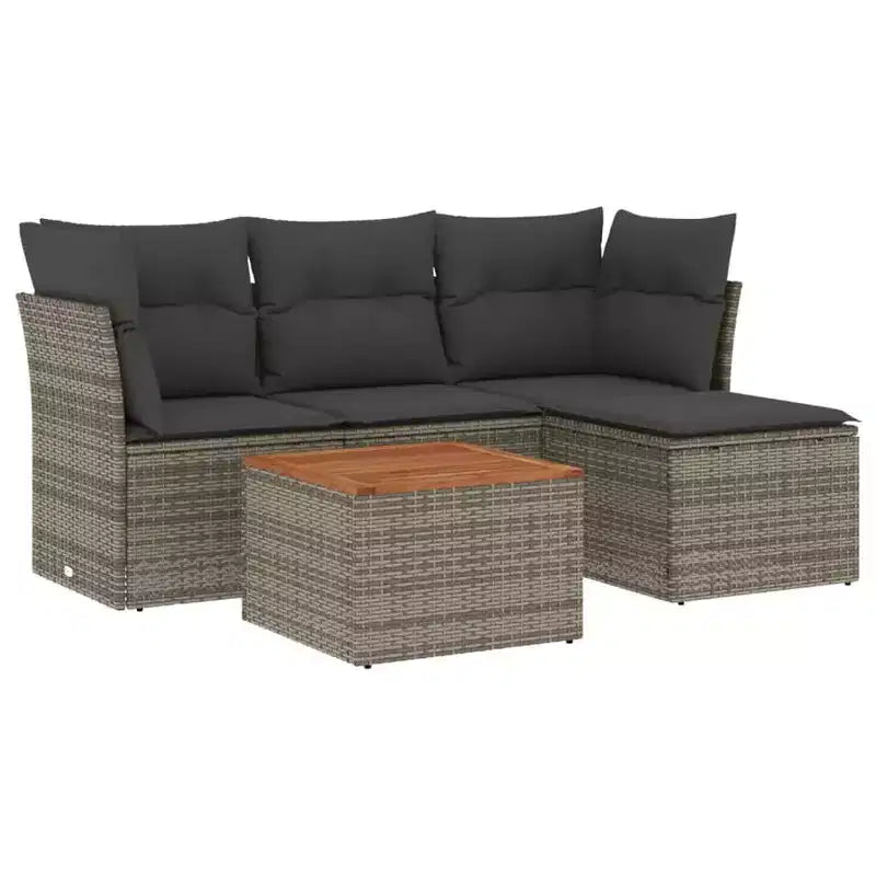 vidaXL Loungesofa-Set mit Kissen Outdoor Möbel 5-teilig Polyrattan
