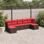vidaXL Loungesofa-Set Schwarz Polyrattan 7-teilig Modulares Sofa-Set