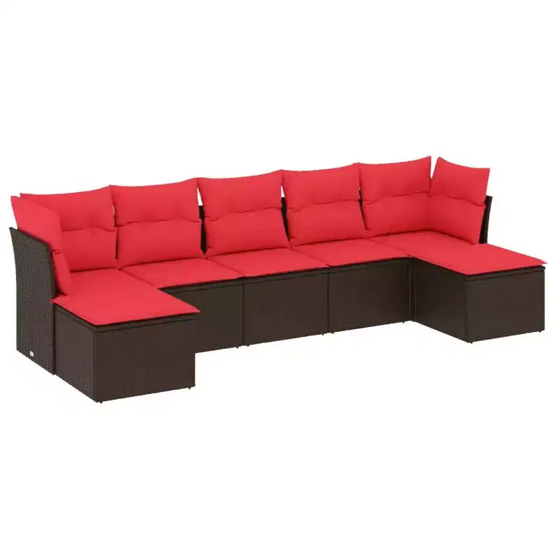 vidaXL Loungesofa-Set Schwarz Polyrattan 7-teilig Modulares Sofa-Set