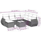 vidaXL Loungesofa-Set Schwarz, Blau - Grau und Blau mit Tisch