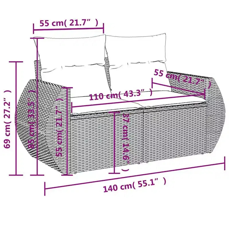 vidaXL Garten-Sofa-Set Schwarz