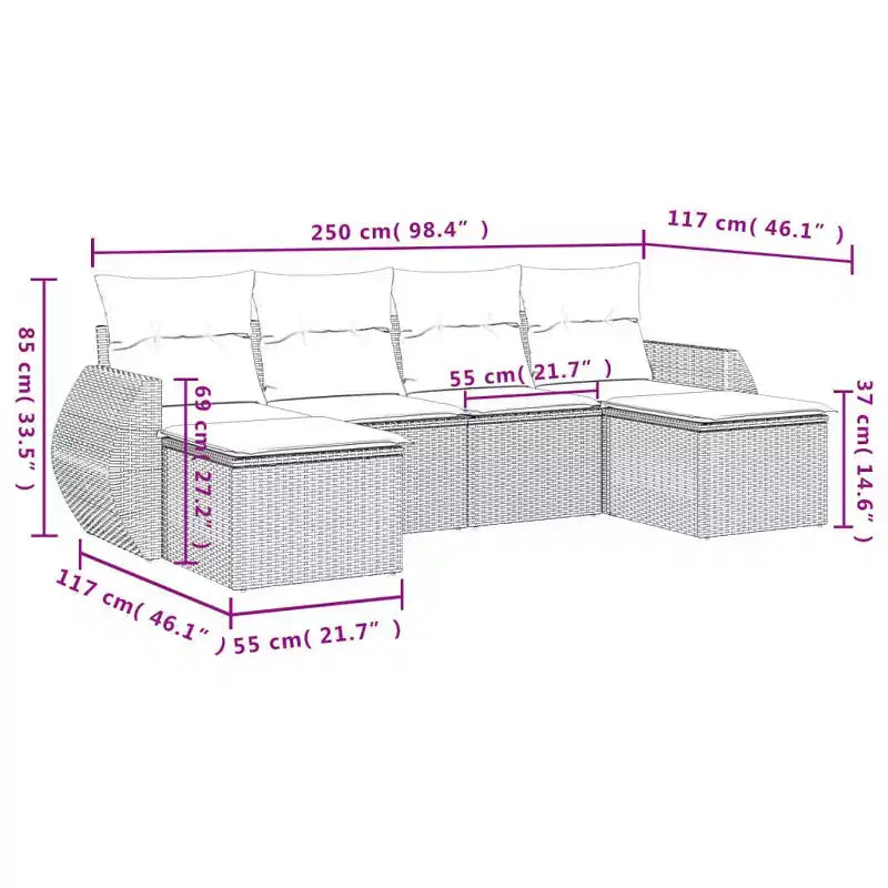 vidaXL Garten-Sofa-Set Schwarz