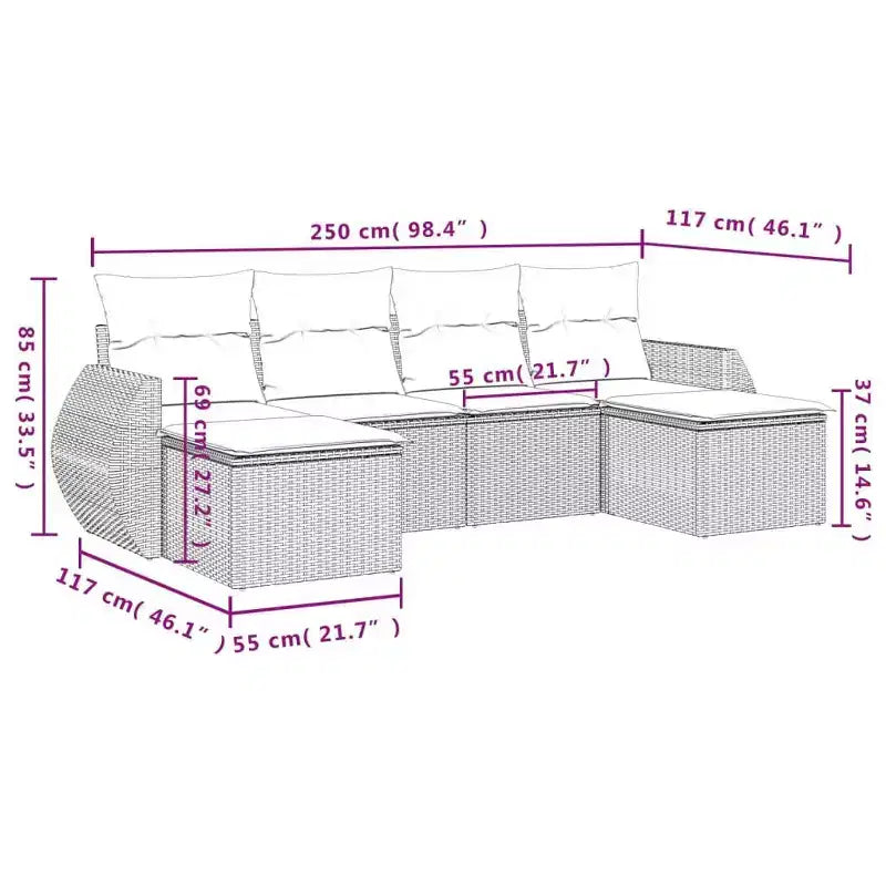 vidaXL Garten-Sofa-Set Schwarz