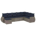 vidaXL Patio Sofa Set Black, Blue PE rattan, powder-coated steel, polyester - Gray and Blue Without Table