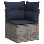 vidaXL Loungesofa-Set Schwarz, Blau PE-Rattan, pulverbeschichteter Stahl, Polyester – Grau und Blau Ohne Tisch