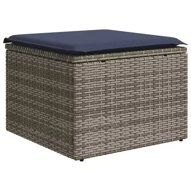 vidaXL Loungesofa-Set Schwarz, Blau PE-Rattan, pulverbeschichteter Stahl, Polyester – Grau und Blau Ohne Tisch