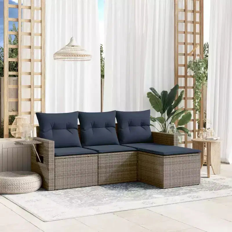 vidaXL Loungeset Schwarz Polyrattan, pulverbeschichteter Stahl Standard
