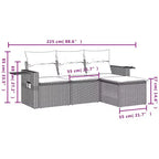 vidaXL Loungeset Schwarz Polyrattan, pulverbeschichteter Stahl Standard