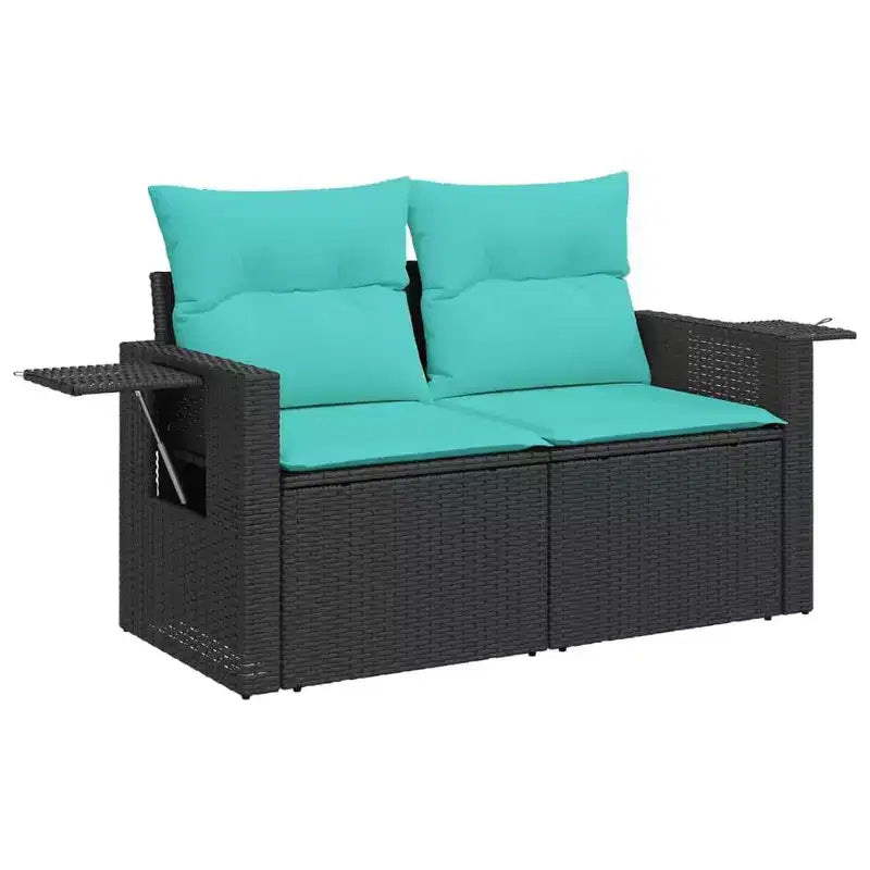 vidaXL Loungeset Schwarz Polyrattan, pulverbeschichteter Stahl Standard