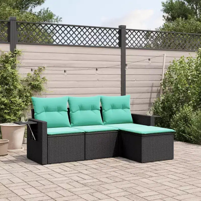 vidaXL Loungeset Schwarz Polyrattan, pulverbeschichteter Stahl Standard