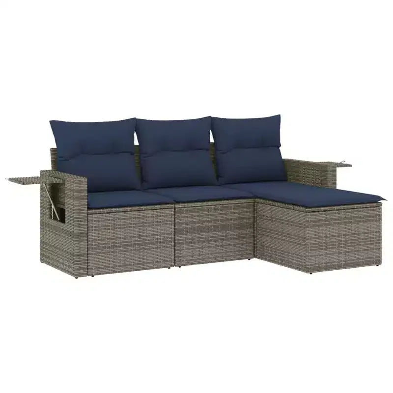 vidaXL Loungeset Schwarz Polyrattan, pulverbeschichteter Stahl Standard