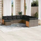vidaXL Loungesofa-Set Schwarz Polyrattan Großes Modulares Garten-Sofa-Set