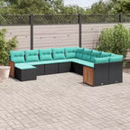vidaXL Loungesofa-Set Schwarz Polyrattan Großes Modulares Garten-Sofa-Set
