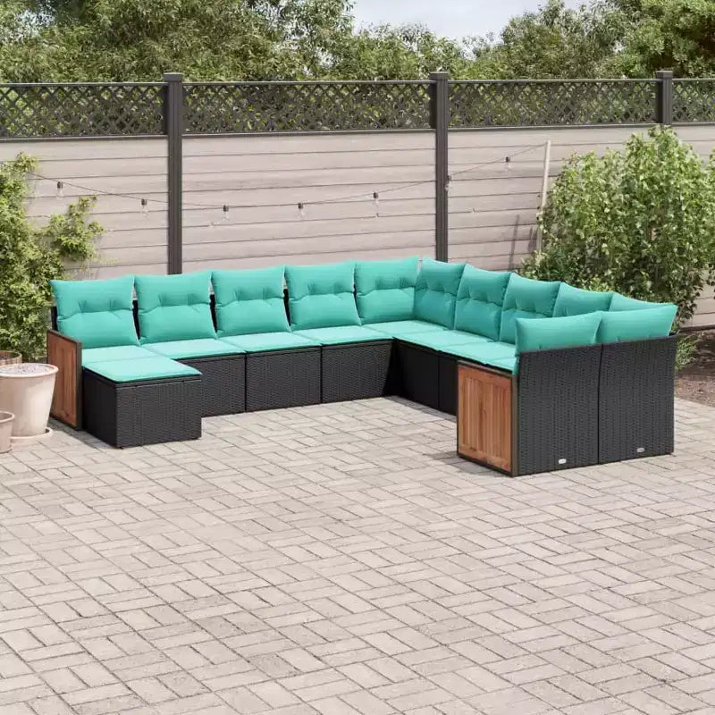 vidaXL Loungesofa-Set Schwarz Polyrattan Großes Modulares Garten-Sofa-Set