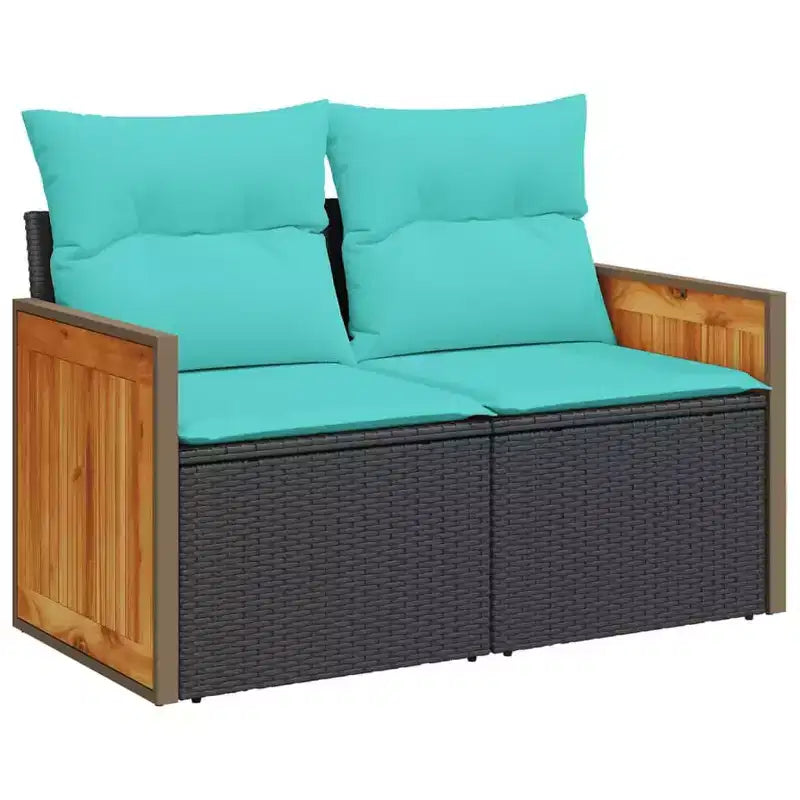 vidaXL Loungesofa-Set Schwarz Polyrattan Großes Modulares Garten-Sofa-Set