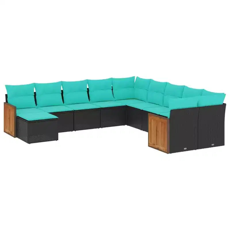 vidaXL Patio Sofa Set Black PE Rattan Large Modular Garden Sofa Set