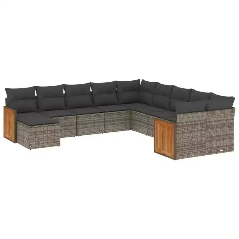 vidaXL Loungesofa-Set Schwarz Polyrattan Großes Modulares Garten-Sofa-Set