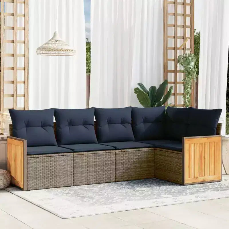 vidaXL Loungeset Schwarz Polyrattan 5-teiliges Set Modularelement