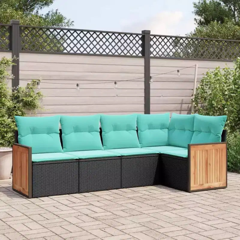 vidaXL Loungeset Schwarz Polyrattan 5-teiliges Set Modularelement