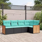 vidaXL Loungeset Schwarz Polyrattan 5-teiliges Set Modularelement