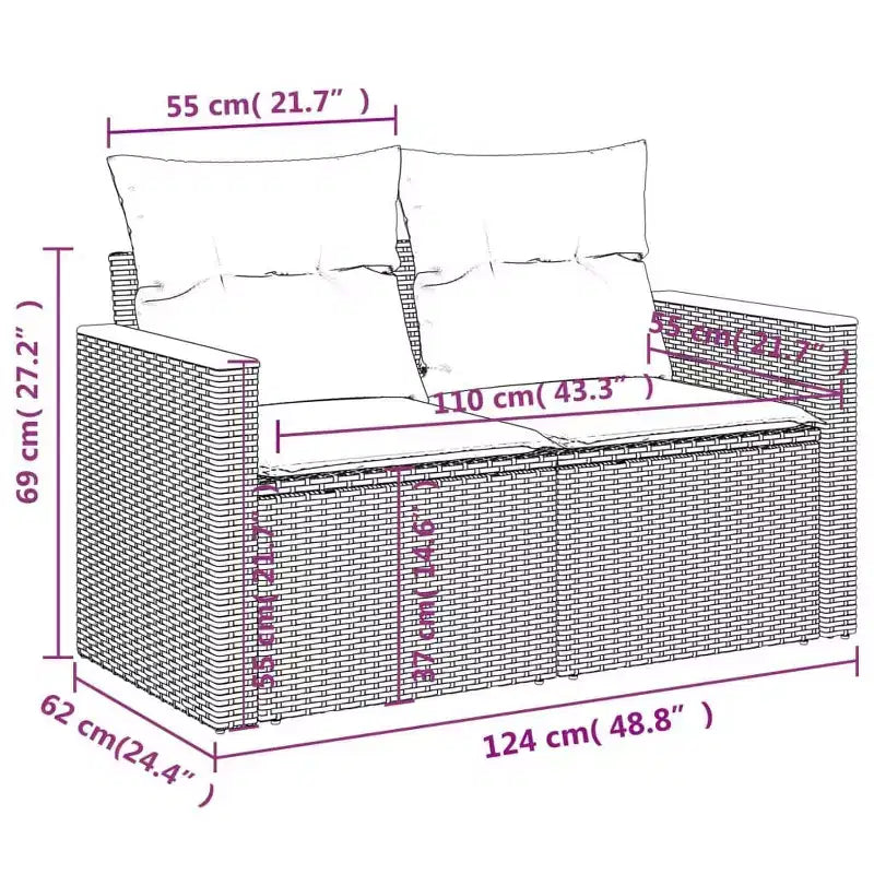vidaXL Loungeset Schwarz Polyrattan 5-teiliges Set Modularelement