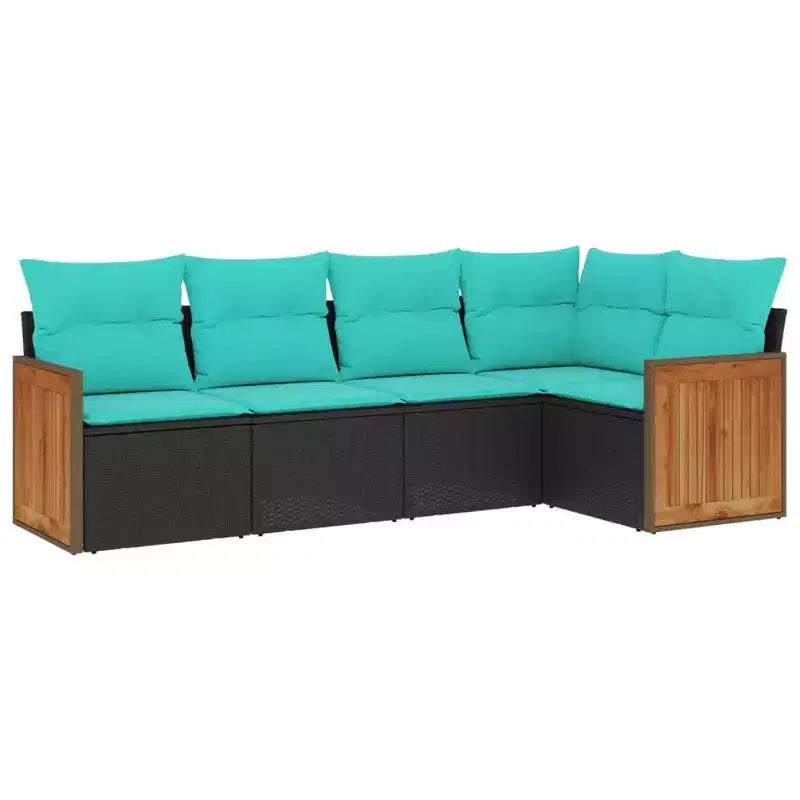 vidaXL Patio Sofa Set Black PE rattan 5 Piece Set Modular