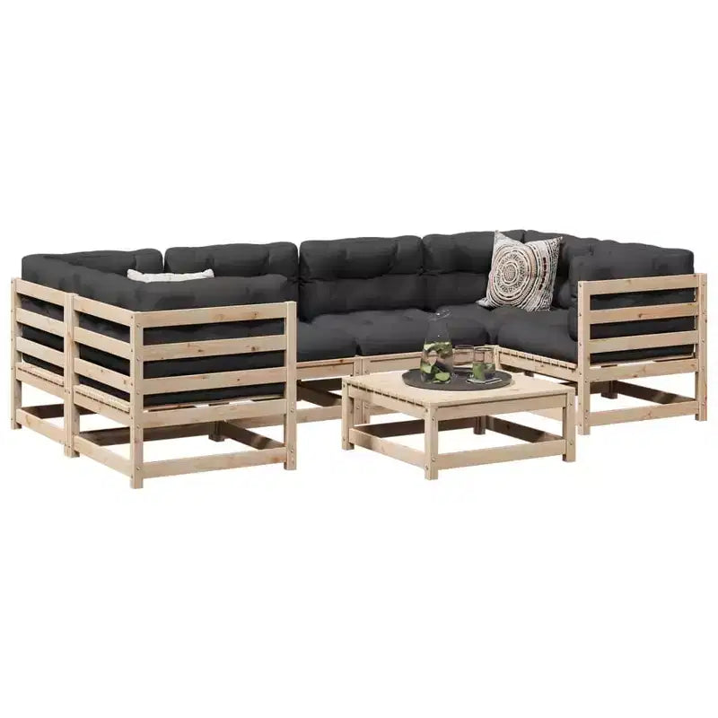vidaXL Garten-Sofa-Set Naturholz Massiv Kiefer Groß Modular