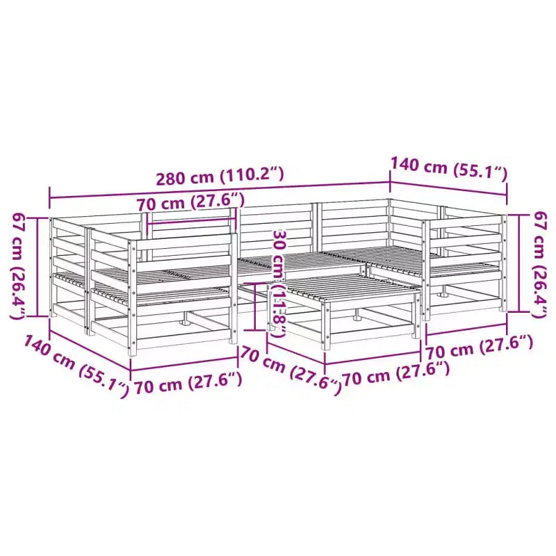 vidaXL Garten-Sofa-Set Naturholz Massiv Kiefer Groß Modular
