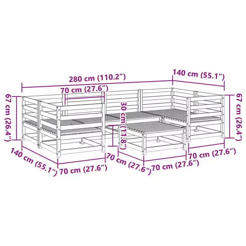 vidaXL Garten-Sofa-Set Naturholz Massiv Kiefer Groß Modular