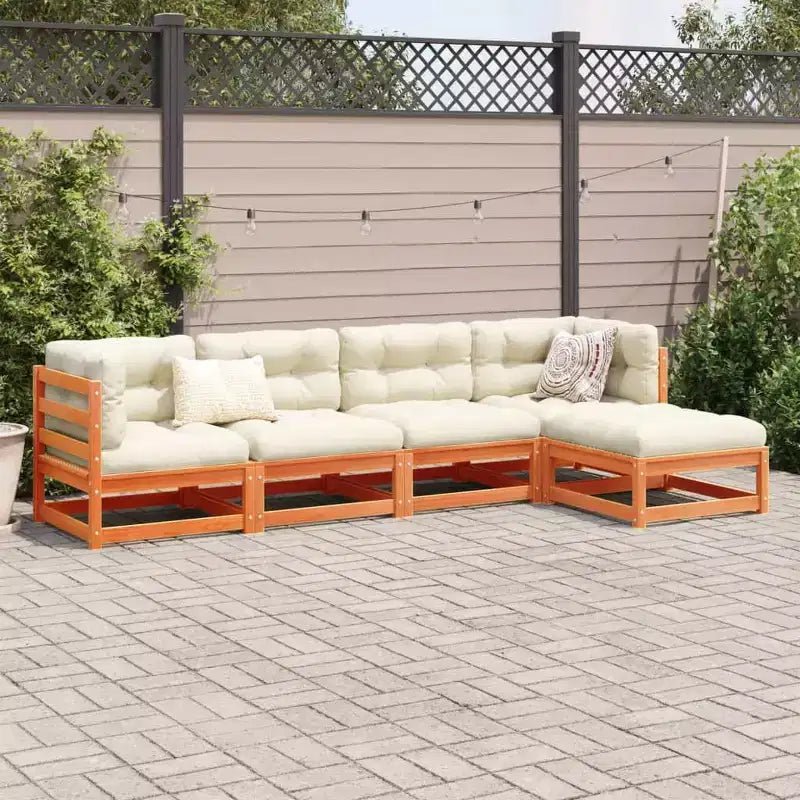 vidaXL Garten-Sofa-Set Naturholz Kiefer Massivholz Mittel Modular