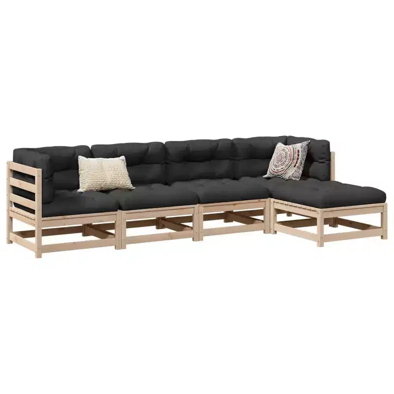 vidaXL Garten-Sofa-Set Naturholz Kiefer Massivholz Mittel Modular