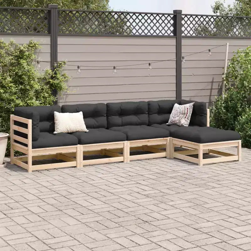 vidaXL Garten-Sofa-Set Naturholz Kiefer Massivholz Mittel Modular
