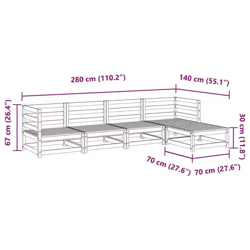 vidaXL Garten-Sofa-Set Naturholz Kiefer Massivholz Mittel Modular