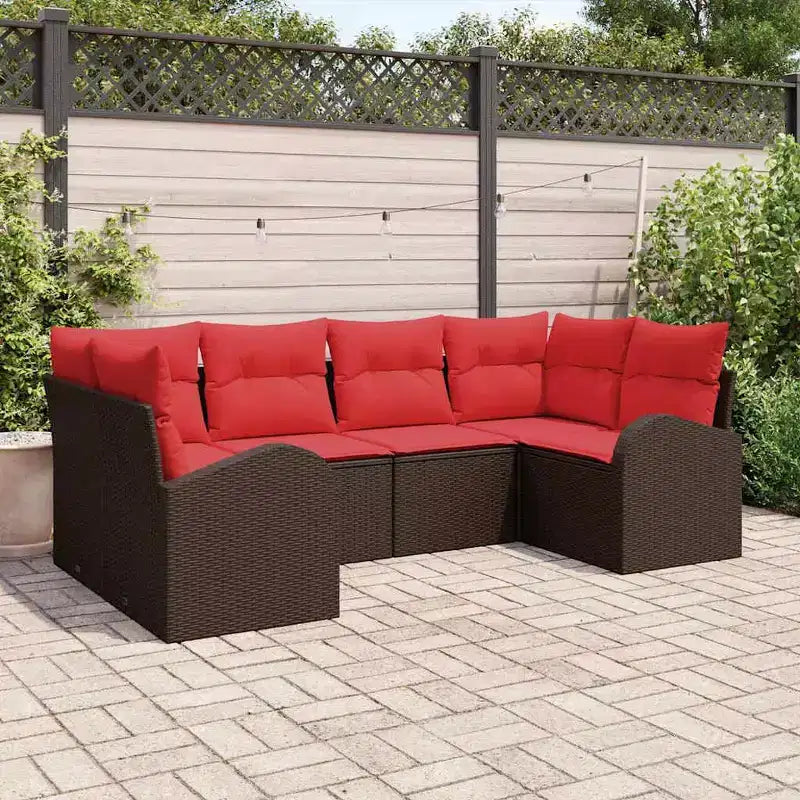vidaXL Garten-Sofa-Set 6-tlg. braun Polyrattan