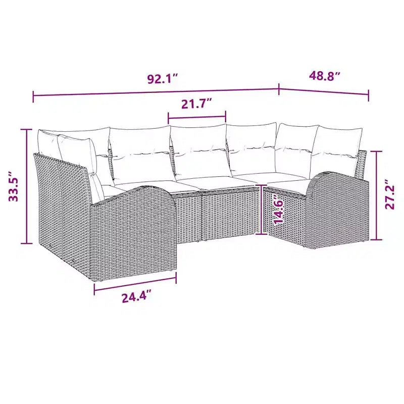 vidaXL Garten-Sofa-Set 6-tlg. braun Polyrattan
