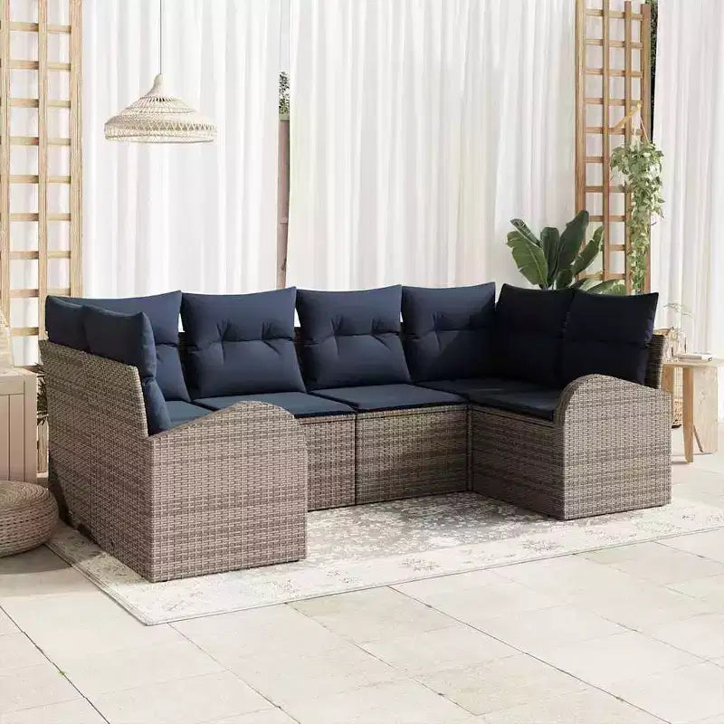 vidaXL Garten-Sofa-Set 6-tlg. braun Polyrattan