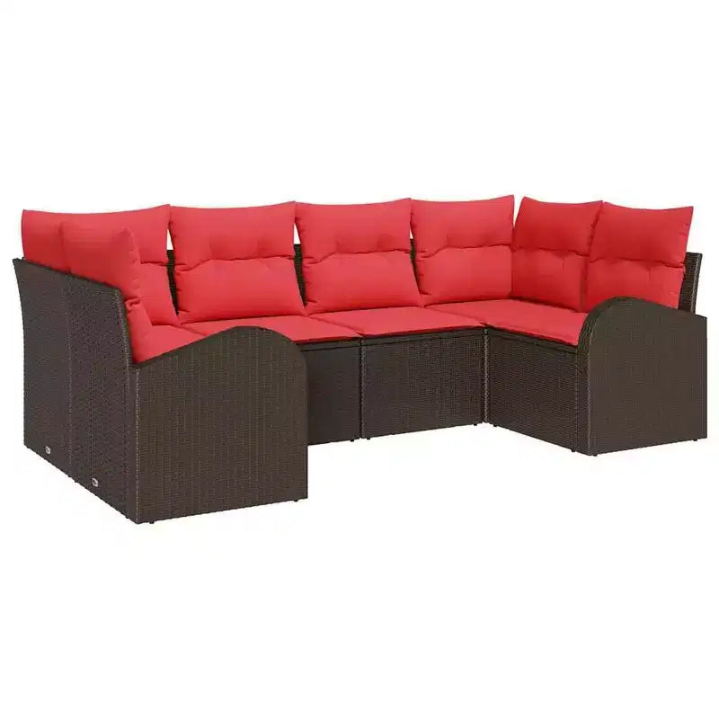 vidaXL Garden Sofa Set 6 pcs Brown Poly rattan