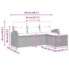 vidaXL Garten-Sofa-Set mit Kissen 4-teilig Braun Polyrattan